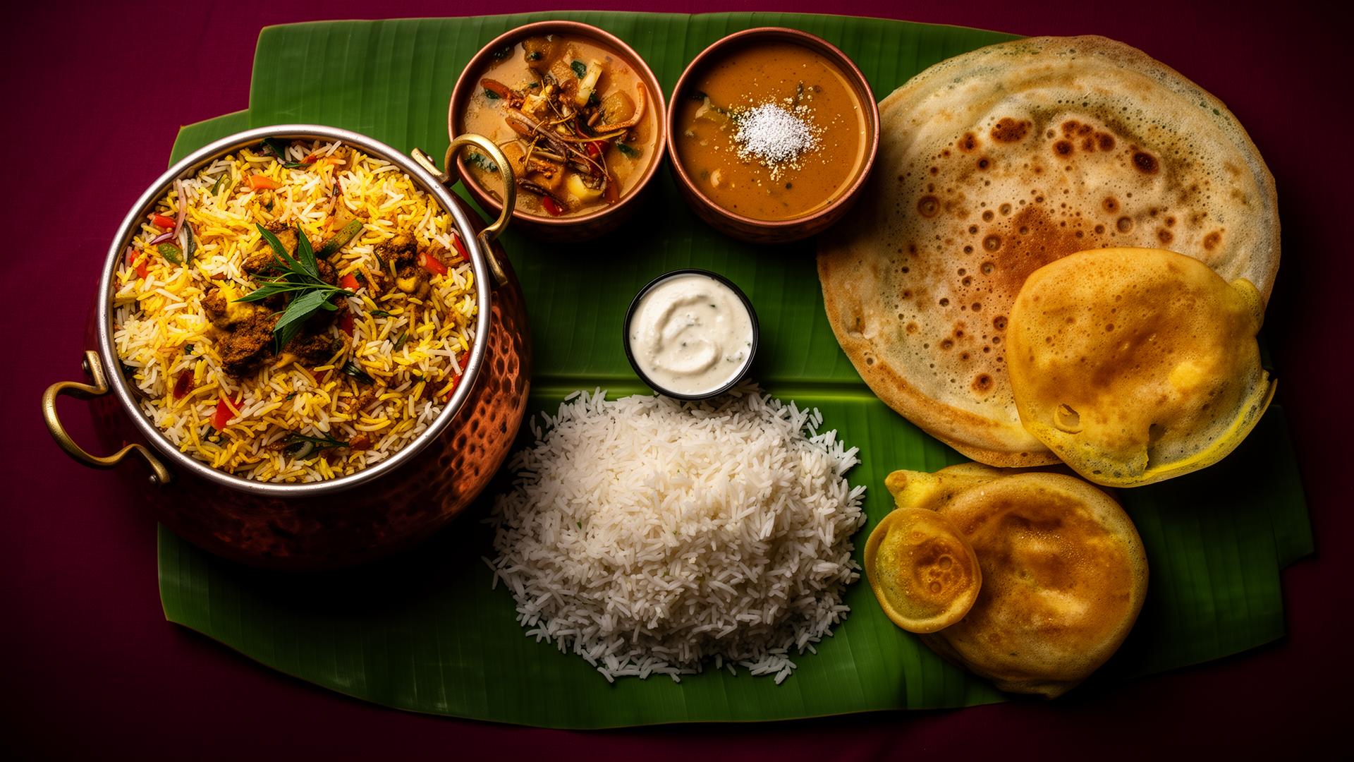 South Indian wedding feast spread by Pandu Catering Hyderabad